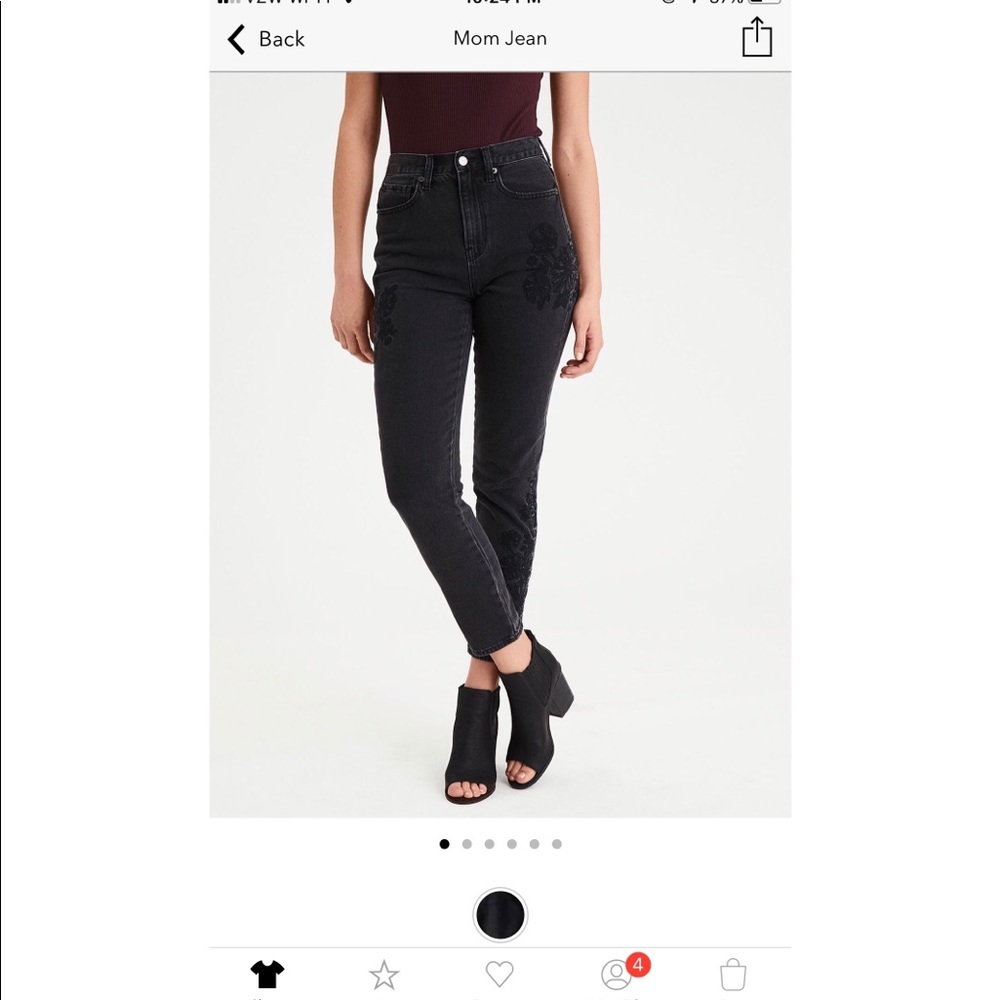 American eagle mom Jeans - Black with embroidery